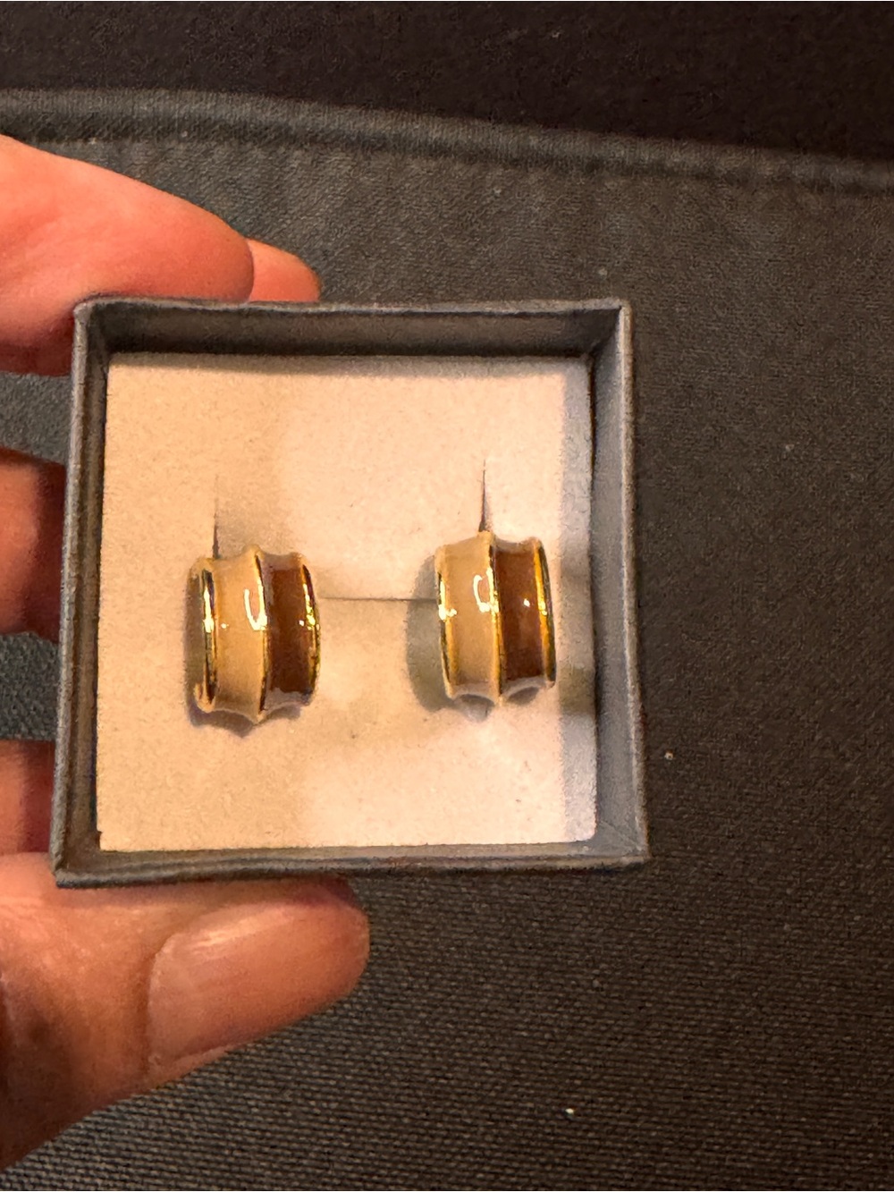 Gold and Cream Two-Tone Hoop Earrings - Women's fashion Jewelry
